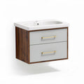 Wall-mounted bathroom vanity with ceramic sink and wooden cabinetry 80 x 50 x 45cm