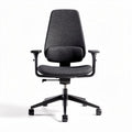 Ergonomic office chair with adjustable arms and breathable fabric in dark grey