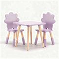 Kids' flower-shaped table and chair set in lavender wood for playtime